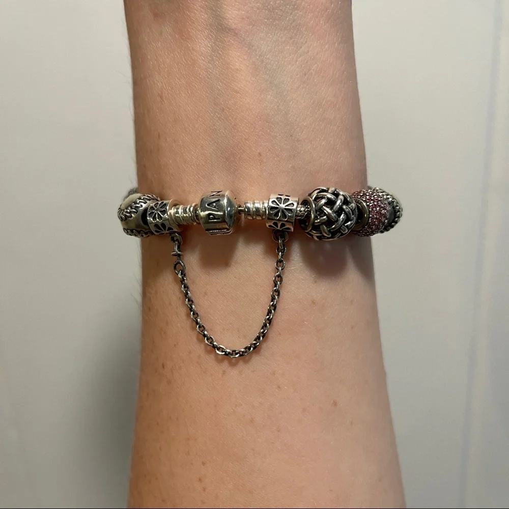Silver Pandora Bracelet with 13 Charms - Picture 4 of 12